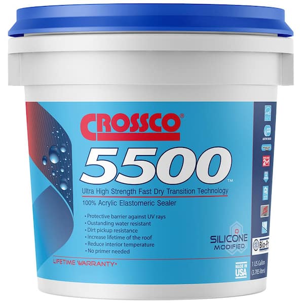 Crossco 5500 100% Acrylic Elastomeric Roof Coating and Sealer 1 Gal.