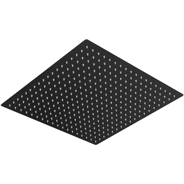 1-Spray Patterns 16 in. Single Wall Mount and Ceiling Mount Square Rain Fixed Shower Head in Matte Black