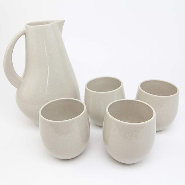 Carthage.Co La Marsa 5-Piece Large Ceramic Goblet Set, Muslin