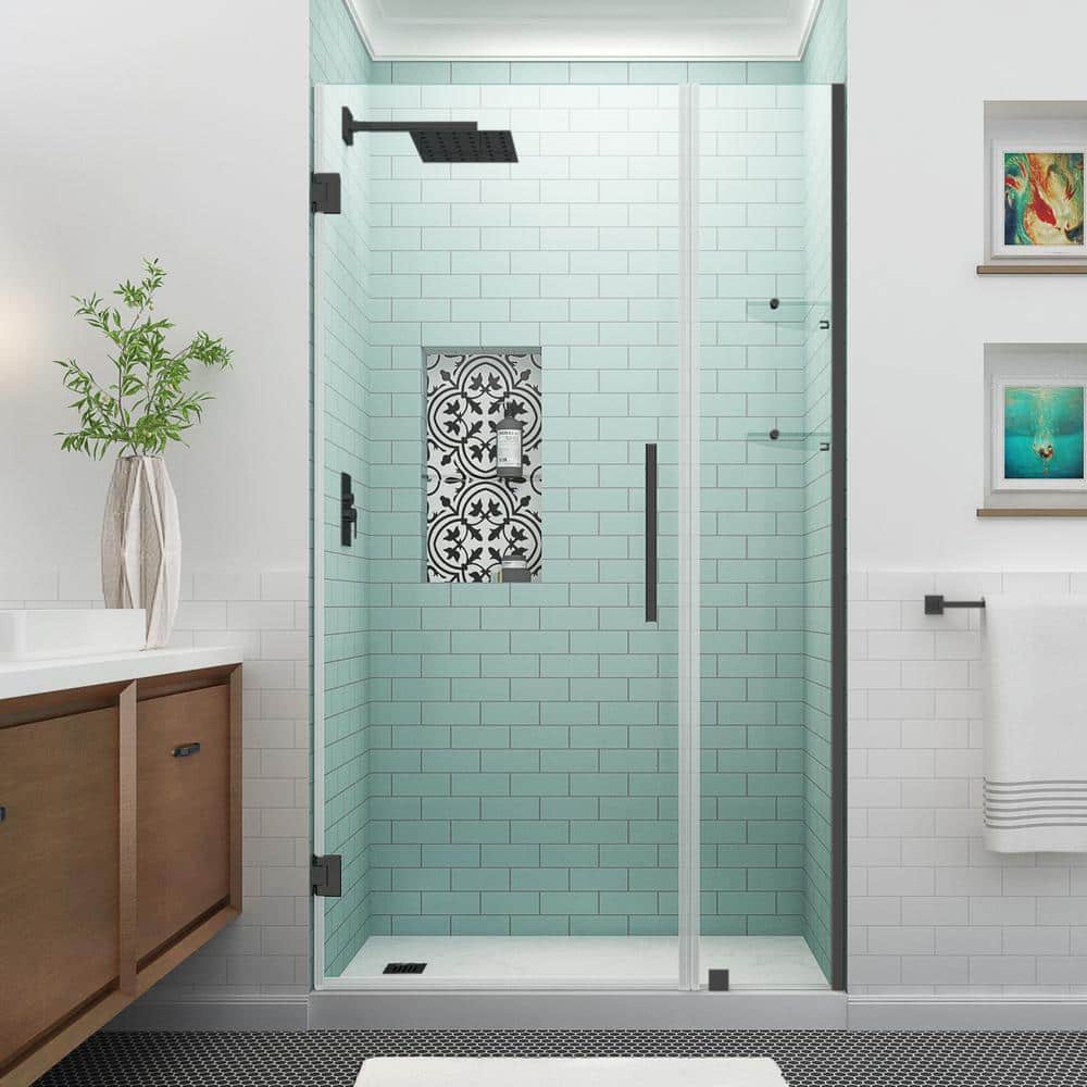 Belmore GS 72" Frameless Clear Glass Hinged Shower Door in Matte Black