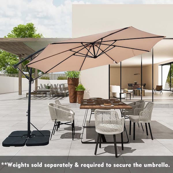 SUNRINX 12 ft. Cantilever Outdoor Patio Umbrella in Champagne