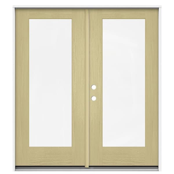 JELD-WEN 65.875 in. x 81.75 in. Full Lite Unfinished Double Fiberglass Prehung Right-Hand Inswing Front Door