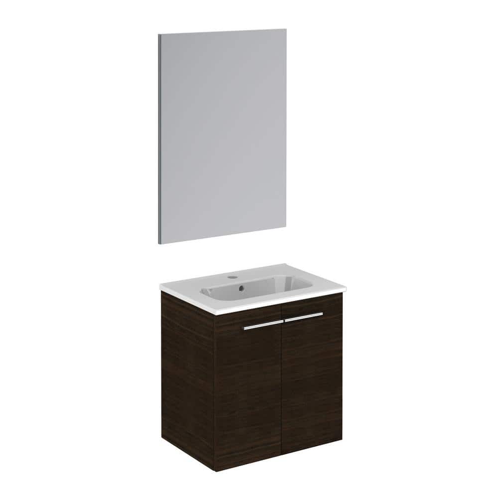 Start 19.5 in. W x 13.8 in. D x 20.4 in. H Complete Bathroom Vanity Unit in Wenge with Vanity Top with White and Mirror price history on PriceWatchPro