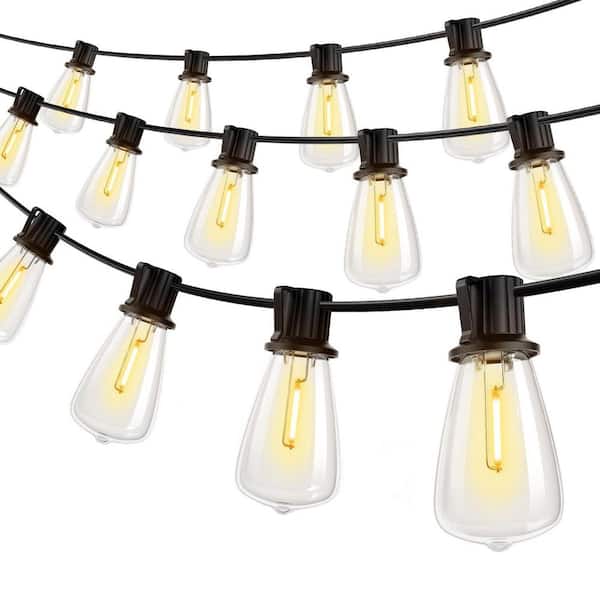 60FT Shatterproof IP65 Waterproof LED Outdoor String Lights with 16+1 Edison Bulbs Dimmable 2700K for Patio Decor