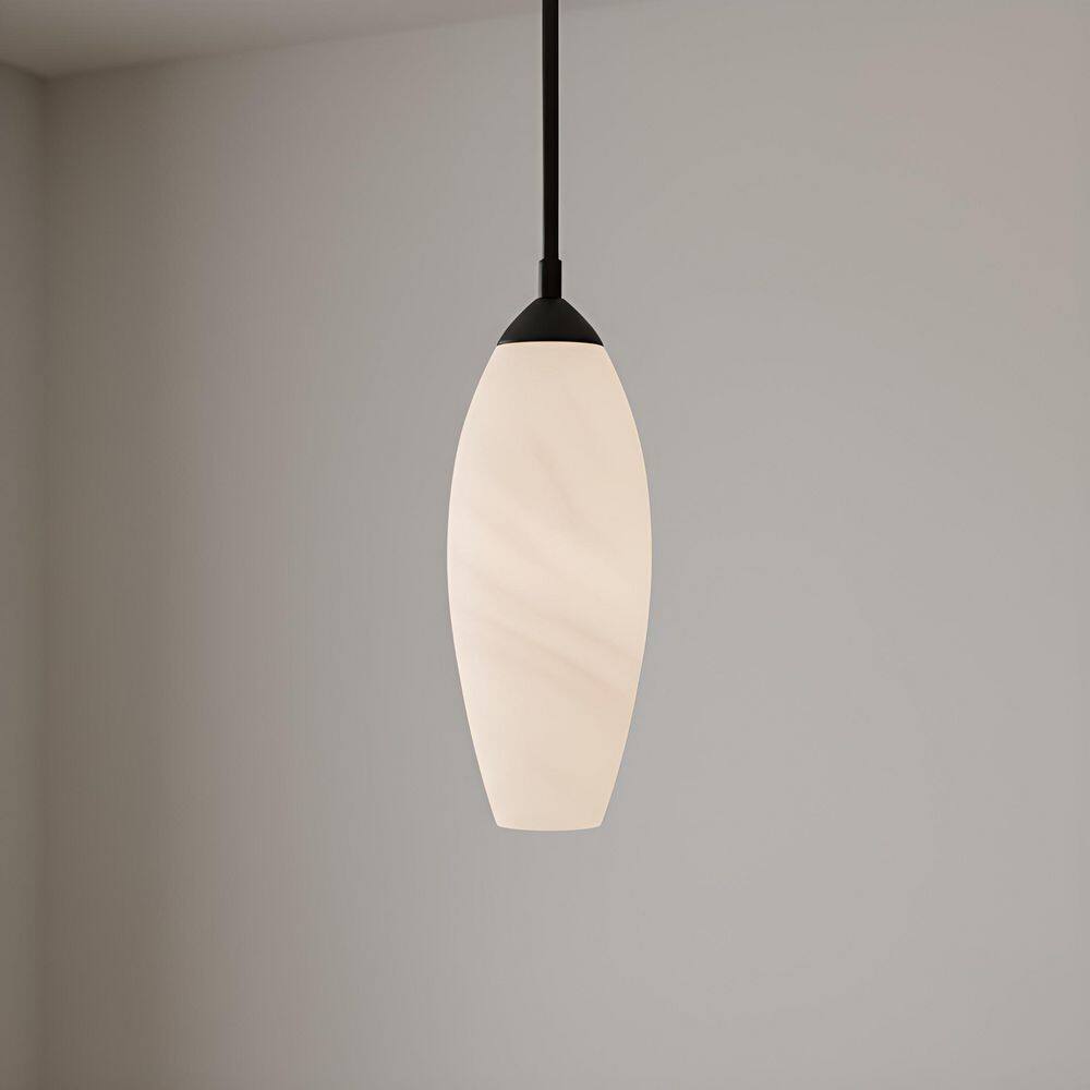 Burnett 9-Watt 1 Light Matte Black Integrated LED Pendant Light with Cloud Glass Shade price history on PriceWatchPro