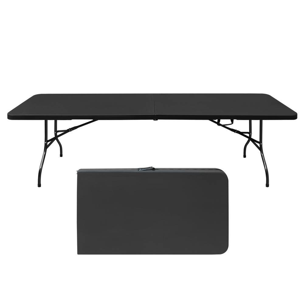 Zeus & Ruta 96 in. Black Rectangle Iron Portable Folding Picnic Table for Camping ZN-743 - The ...