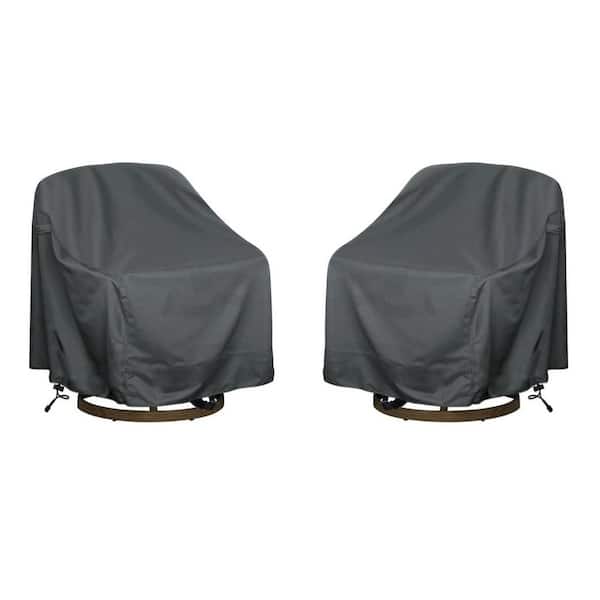 39 in. W x 37 in. D x 38 in. H Grey Outdoor Swivel Lounge Chair Cover (2 Pack)