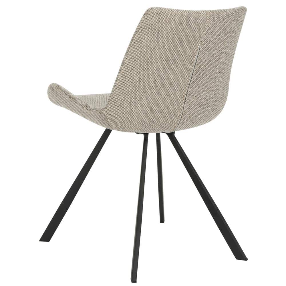 Light Grey Upholstered Mid-Century Modern Dining Chairs, Set of 2