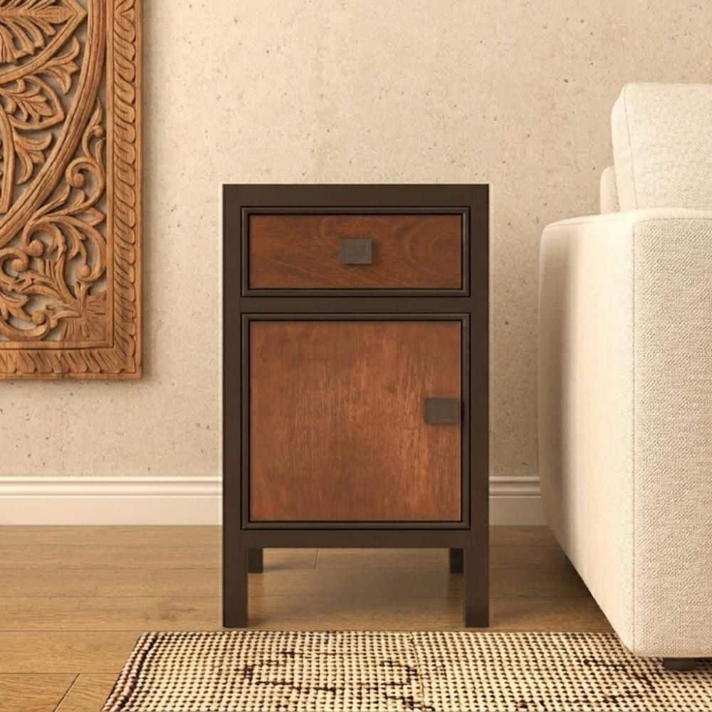 16 in. W Dark Brown Wood Contemporary Cabinet