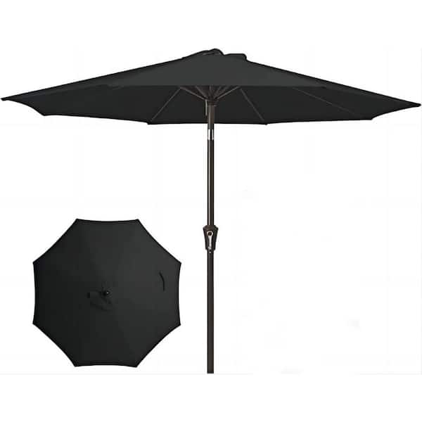 Cubilan 9 ft. Outdoor Patio Umbrella Outdoor Table Umbrella with Push Button Tilt and Crank in Black