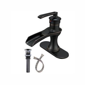 BWE Waterfall Spout Single Handle One Hole Bathroom Sink Faucet Oil Rubbed Bronz 