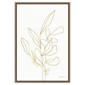 "Rooted Florals V Gold" by Becky Thorns 1-Piece Floater Frame Giclee Abstract Canvas Art Print 23 in. x 16 in.