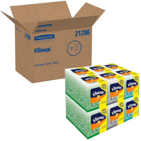 Kleenex Anti-Viral Facial Tissue Cube,68 3-PLY Tissues Pack of 8 