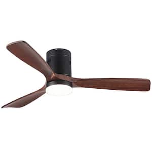 52 in. Integrated LED Indoor Black Ceiling Fan Lighting with 3 Brown Blade