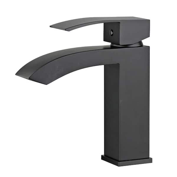 Bellaterra Home Cordoba Single Hole Single-Handle Bathroom Faucet with Overflow Drain in New Black