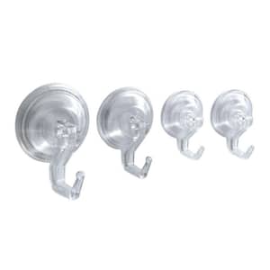 InterDesign Metro Rustproof Aluminum Turn-N-Lock Suction, Bathroom Shower Double Hook for Razor, Loofah - Silver