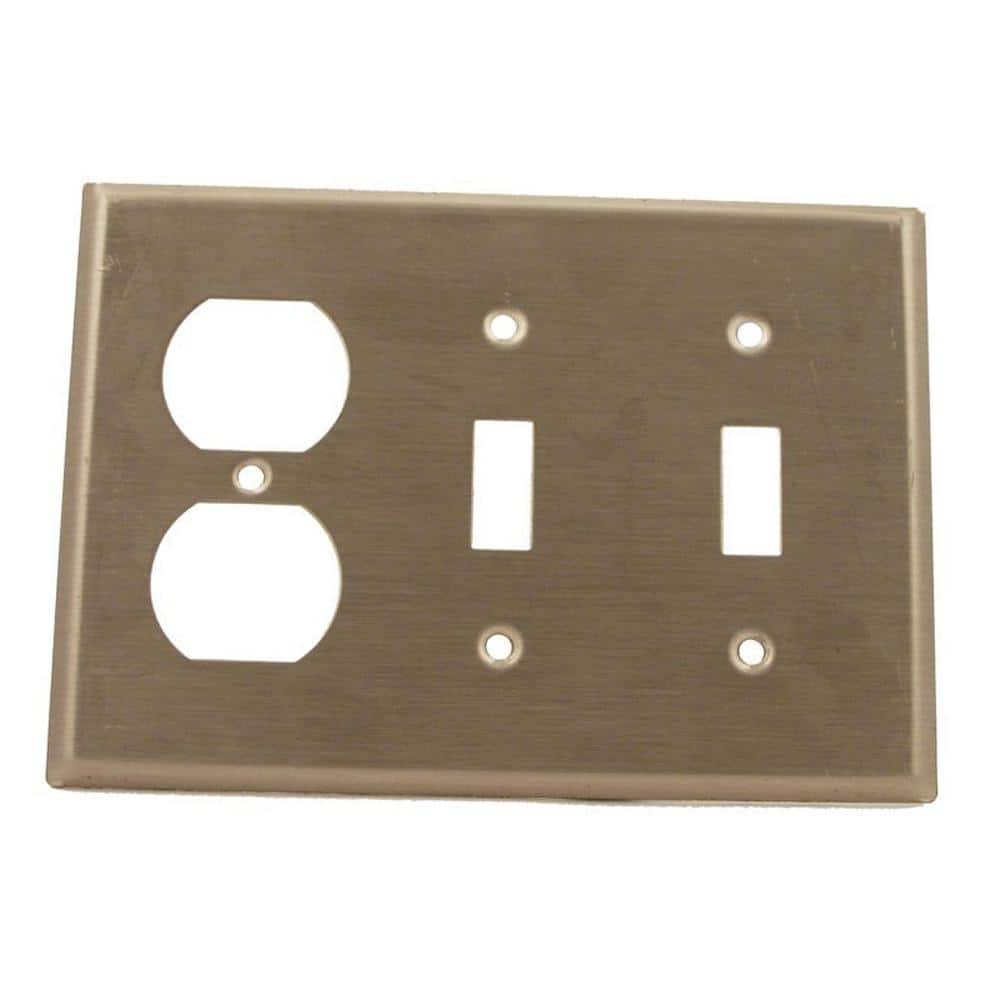 Stainless Steel 3-Gang 2-Toggle 1-Duplex Wallplate