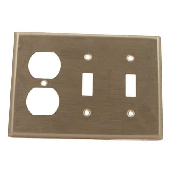 3-Gang Stainless Steel 302 Non-Magnetic 2-Toggle/1-Duplex Outlet/Receptacle Metal Standard Wall Plate (1-Pack) 84021-40