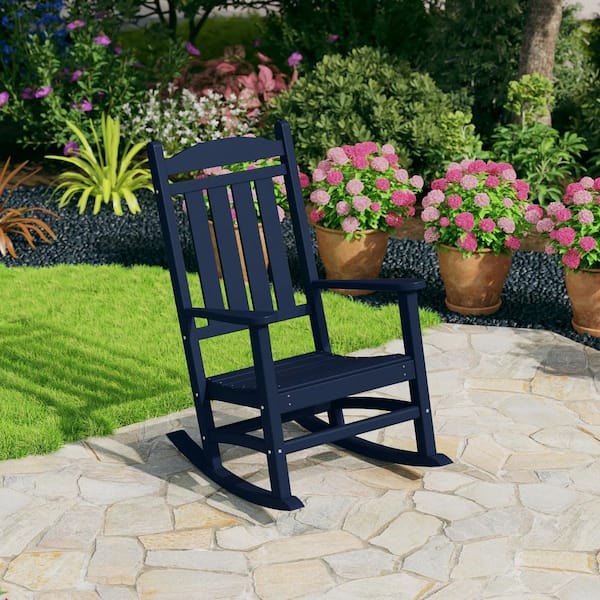 Kenly Navy Blue Classic Plastic Outdoor Rocking Chair