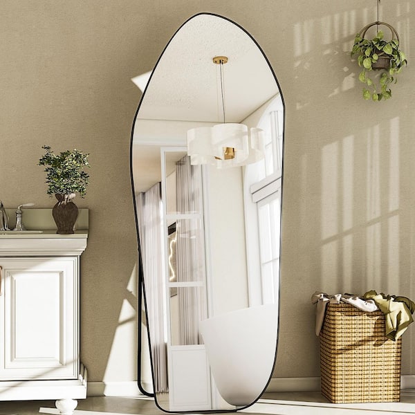 Black 24 in. W x 67 in. H Irregular Modern Aluminum Alloy Framed Full Length Mirror Floor Mirror