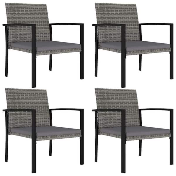 Gray 4-Piece Metal Frame Rattan Outdoor Dining Set
