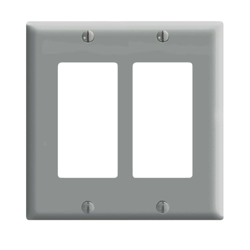 Leviton 2-Gang Gray Decora/Rocker Plastic Standard Wall Plate (1-Pack) 80409-GY