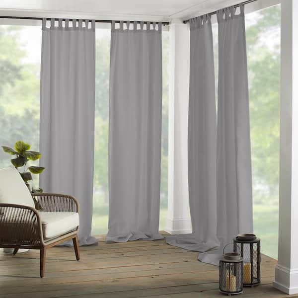 Elrene Gray Solid Tab Top Room Darkening Curtain - 52 in. W x 95 in. L