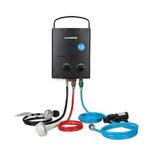 1.32 GPM 34,000 BTU Outdoor Portable Propane Tankless Water Heater Set, Black