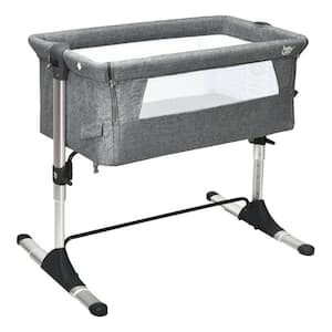 Gray Portable Baby Bed Side Sleeper Bassinet Crib with Carrying Bag