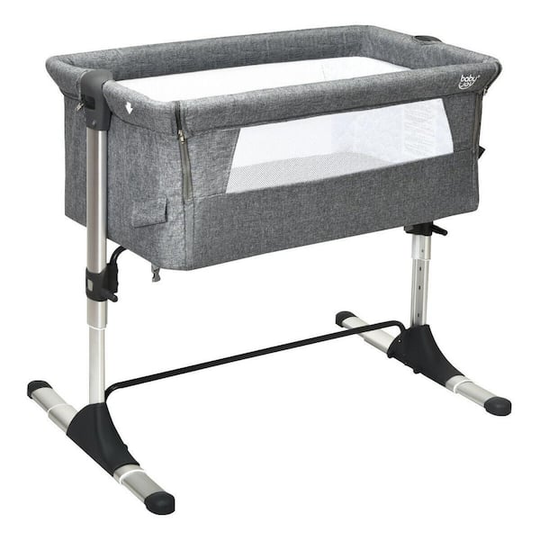 Boyel Living Gray Portable Baby Bed Side Sleeper Bassinet Crib with ...