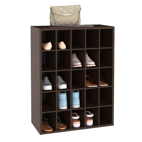 32 in. H x 24 in. W x 12 in. D Espresso Wood Look 25-Cube Storage Organizer