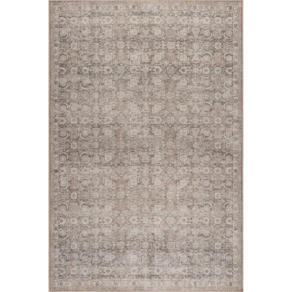 nuLOOM Hillstone Dark Beige 7 ft. 10 in. x 10 ft. Traditional Vintage Medallion Area Rug