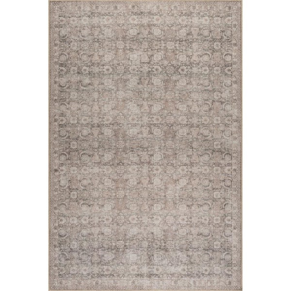 Hillstone Collection Traditional Vintage Medallion Delphi Dark Beige 9 ft. x 12 ft. Area Rug