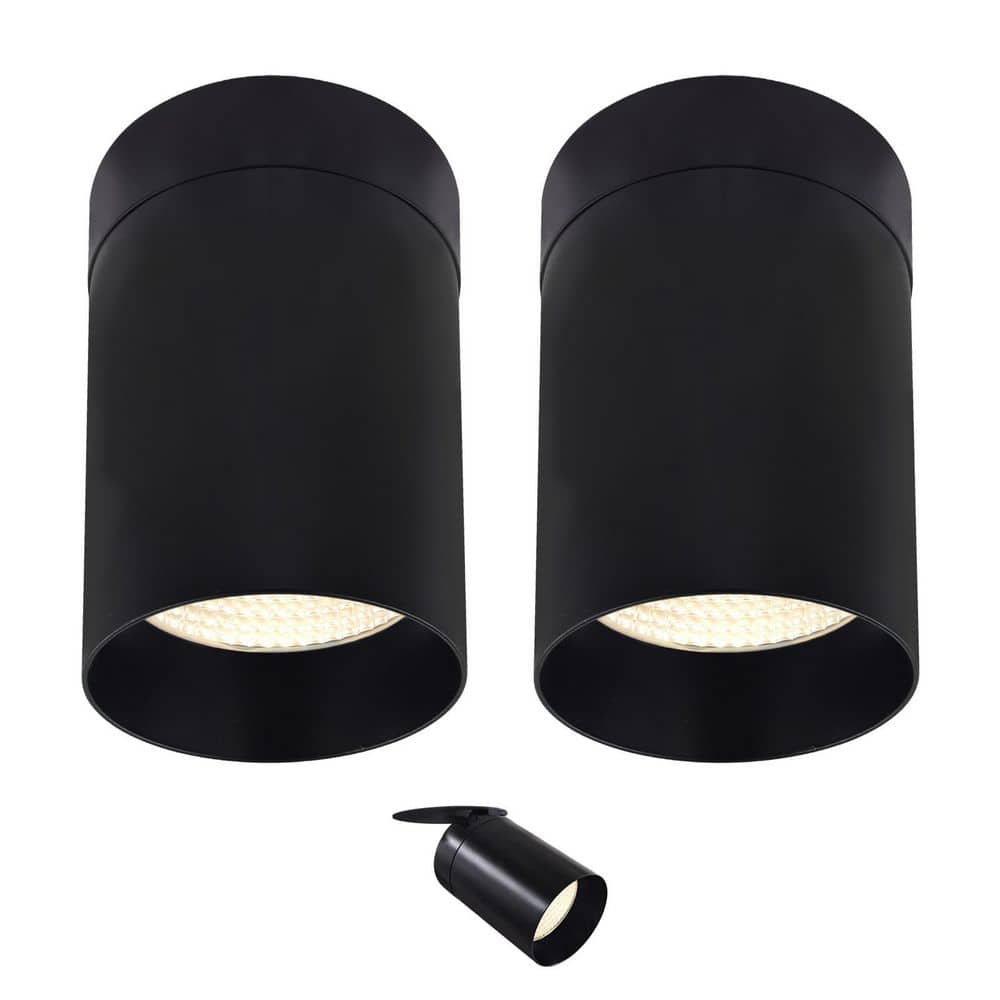 3 in. 15-Watt Color Selectable Integrated LED Cylinder Downlight Flush Mount 5CCT Dimmable 1000LM ETL Black 2-Pack price history on PriceWatchPro