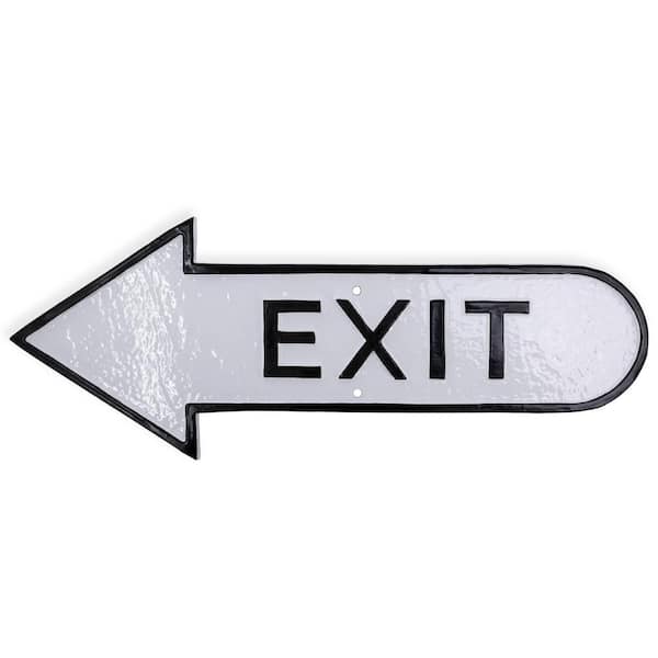 Montague Metal Products 6" x 15.5" Left Arrow Exit Statement Plaque Sign-White/Black