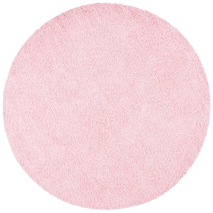 Primo Shag Light Pink 7 ft. x 7 ft. Round Solid Area Rug