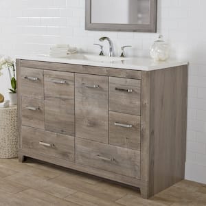 Oracle 48 in. W x 19 in. D x 33 in. H Single Sink  Bath Vanity in White Washed Oak with White Cultured Marble Top