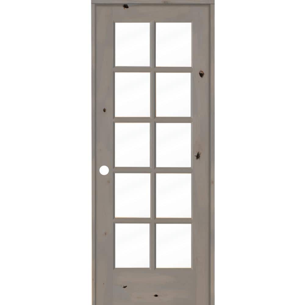 28 in. x 80 in. Knotty Alder Right-Handed 10-Lite Clear Glass Grey Stain Wood Single Prehung Interior Door price history on PriceWatchPro