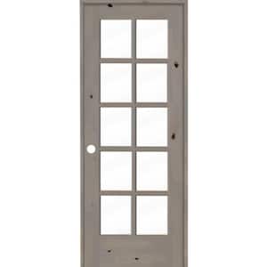 28 in. x 80 in. Knotty Alder Right-Handed 10-Lite Clear Glass Grey Stain Wood Single Prehung Interior Door