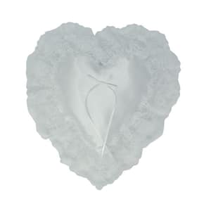 12 in. White Lace Ruffle Atlantic Heart Pillow