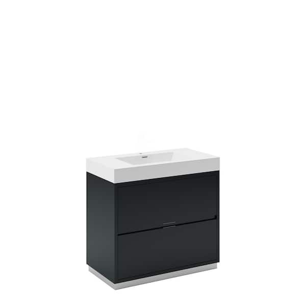 Fresca Valencia 36 in. W Bathroom Vanity in Dark Slate Gray with Acrylic Vanity Top in White