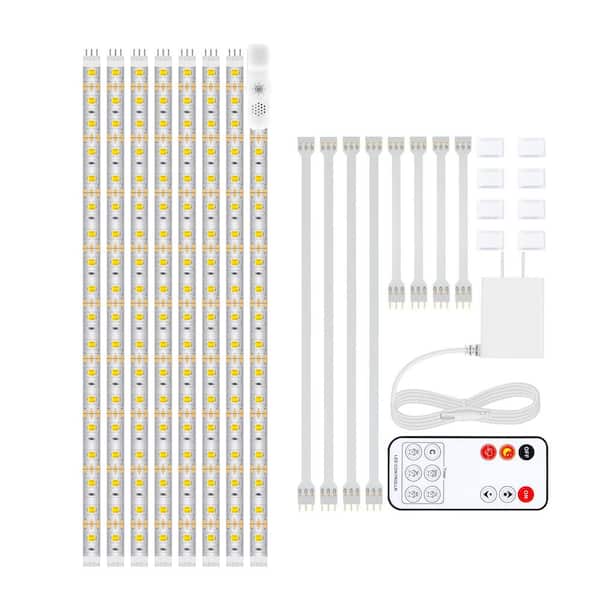 8-Pieces 13 ft. Under Cabinet Lighting Lamp Kit, 2700K Warm White Flexible LED Strip Lights for Kitchen Cabinet Shelf