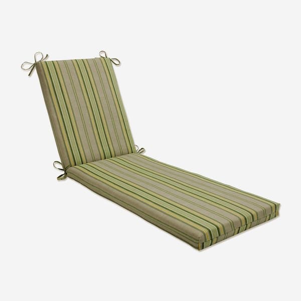 Pillow Perfect Striped 23 x 30 Outdoor Chaise Lounge Cushion in Green/Natural Terrace