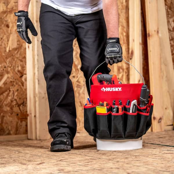 12 in. Heavy Duty Water Resistant 5 Gallon Bucket Storage Tool Bag with 30 pockets to store tools and accessories 12 in. Heavy Duty Water Resistant 5 Gallon Bucket Storage Tool Bag with 30 pockets to store tools and accessories