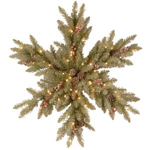 Dunhill Fir Snowy 32 in. Artificial Snowflake with Battery Operated Warm White LED Lights