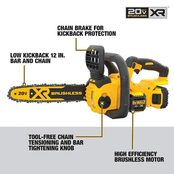 20V MAX 12in. Brushless Cordless Battery Powered Chainsaw Kit with (1) 5 Ah Battery & Charger