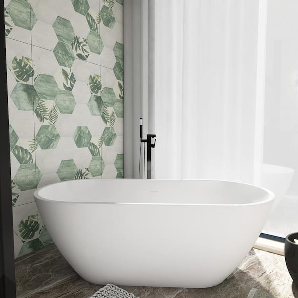 Unbranded 63 in. x 29 in. Deluxe High-Gloss White Acrylic Freestanding Flatbottom Soaking Bathtub with Chrome Overflow and Drain