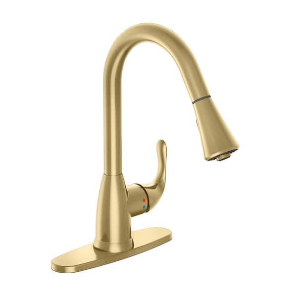 Glacier Bay Alima Single-Handle Pull Down Sprayer Kitchen Faucet in Matte Gold