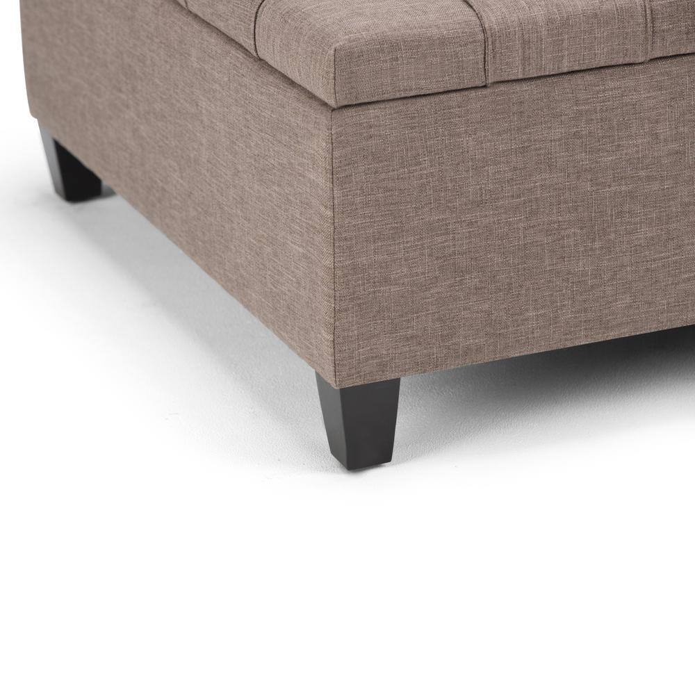 Fawn Brown Linen Tufted 36" Square Storage Ottoman