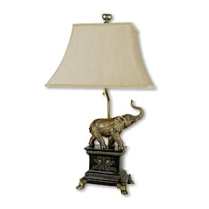 29 in. Elephant Table Lamp in Antique Gold